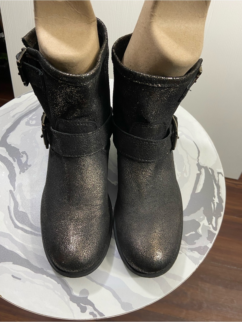 Prima Donna Black Metallic Ankle Booties with Buckle Detail